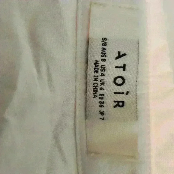 Fred Segal Atoir Cropped White Button Down Collared Long Sleeve Shirt Cotton - Picture 3 of 9